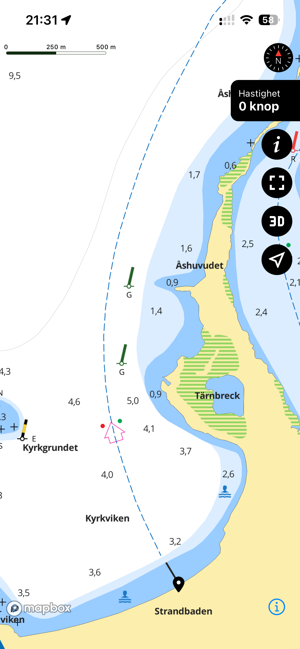 Sjökort Storsjön skärm 2